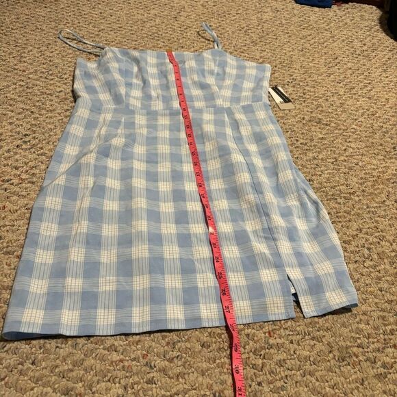 NWT Nordstrom BP Lola Plaid Square Neck Blue Sundress- Size Large - Picture 10 of 11